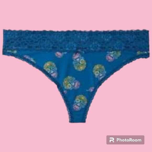 4X 26W Torrid Blue Thong Wide Lace Trim Ombre Sugar Skull Rainbow Cotton NWT mid - Picture 1 of 6